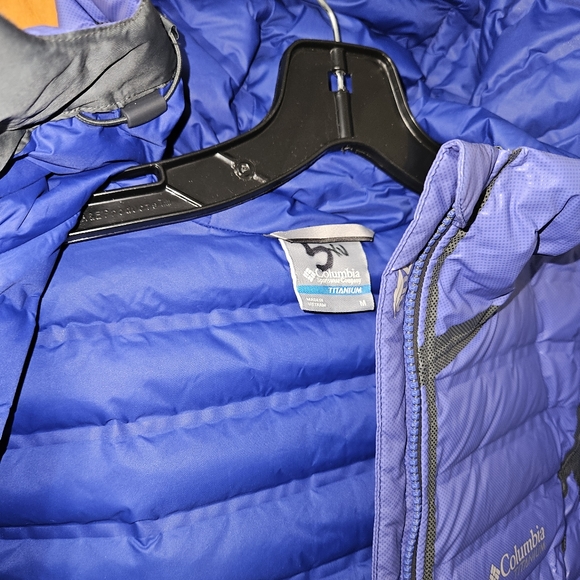 Columbia Titanium OutDry Ex Diamond Down Hooded Jacket Medium 700 Fill Blue - Picture 9 of 10